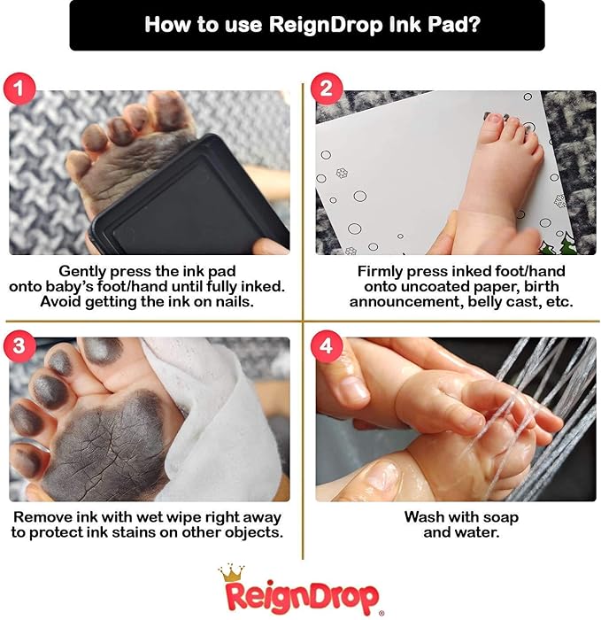 ReignDrop Ink Pad For Baby Footprint & Handprint - Creates Impressive Long Lasting Keepsake Stamp for Infant & Kids. Smudge Proof, Easy to Wipe Off Skin, Safe & Gentle Acid Free(Sky Blue)