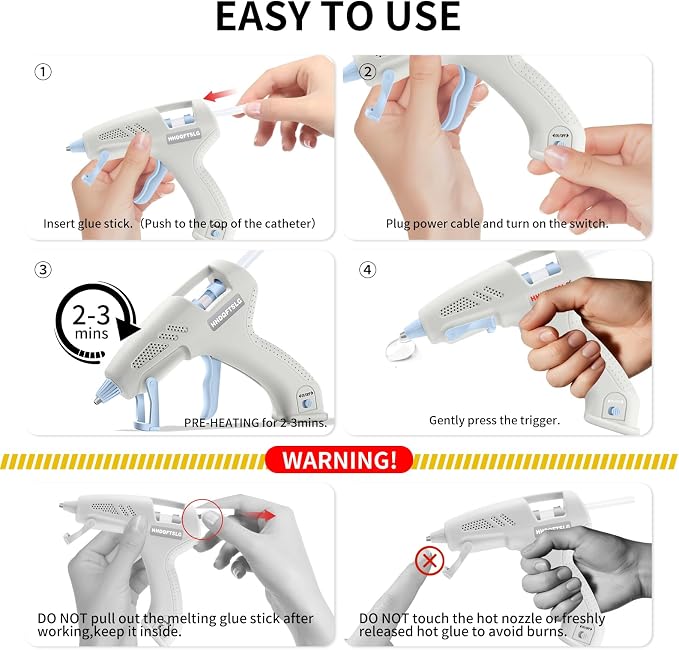Cordless Hot Glue Gun Kit with 30 Sticks, Fast Heating 2.6Ah Rechargeable | 20W Anti-Drip Glue Gun and Sticks Set (0.27"×6") USB-C Rechargeable Mini Glue Gun Ideal for School Crafts DIY Making Repairs