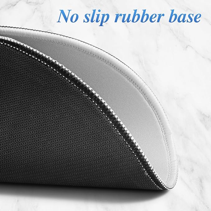 Round Mouse pad, high-end Texture, Sewn Edge Design, Anti-Slip Rubber Base. 8.6 x 8.6 inches (White)