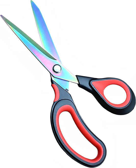 Fabric Scissors 9.5 Inch Sharp Heavy Duty Multi-Purpose Titanium Coated Stainless Steel Scissors with Comfortable Handles, Perfect for Arts and Crafts