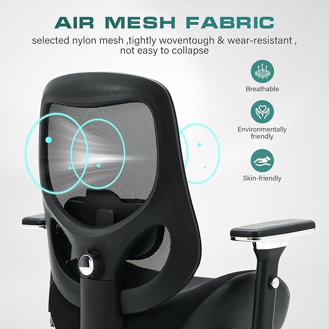 750lbs Big and Tall Office Chair with Wide Thick Seat Cushion for Heavy People Ergonomic Computer Mesh Desk Chairs with 4D Armrests, Adjustable Lumbar Support for Adults 8 Hours daliy Work