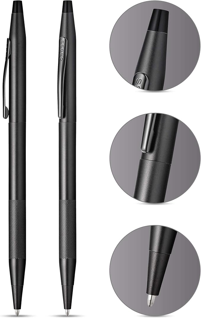Cross Classic Century Black PVD Micro-knurl Ballpoint Pen - Refillable Pen for Effortless Writing - Black Ink - Durable Construction - Premier Distinctive Look - Gift-Ready