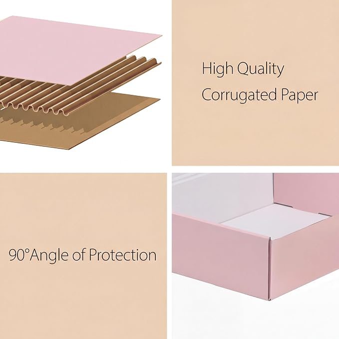 RLAVBL 12x9x4 Shipping Boxes Set of 20, Pink Corrugated Cardboard Box for Packing, Mailing, Business, Gift
