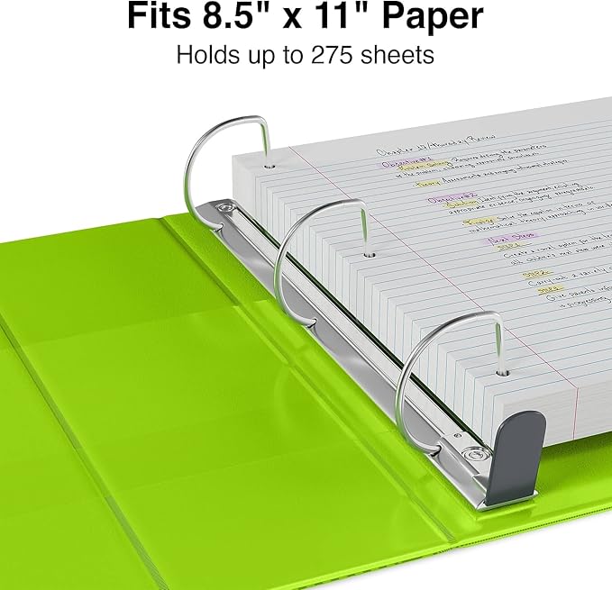 Staples Heavy-Duty 1-Inch D-Ring View Binder, Reinforced Spine, Holds Up to 275 Sheets, Chartreuse, for Office & School