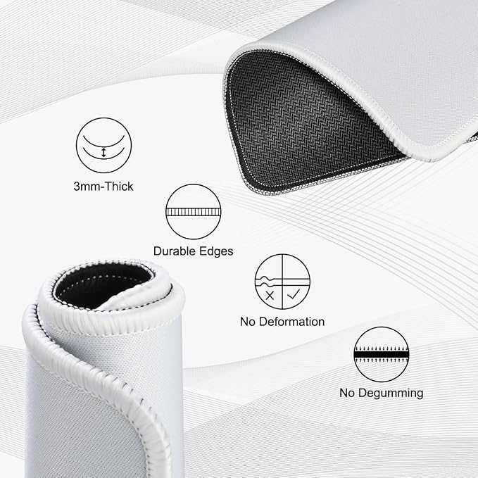 JIKIOU 3 Pack Mouse Pad with Stitched Edge, Portable Size-10.2x8.3in Blank | Anti-Fray, Comfortable Smooth Lycra Surface, Non-Slip Rubber Base, Machine Washable Fade-resistant, Compatible with All Mice