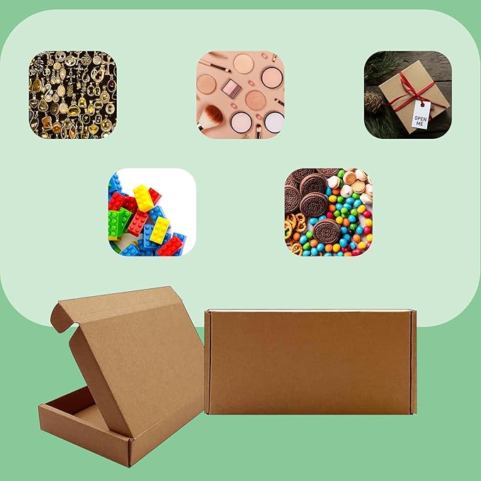 8x4x1 inch Small Shipping Boxes 50 Pack, Brown Kraft Corrugated Cardboard Mailer Boxes Bulk for Packaging Business Mailing Gift，Mini Mailer Boxes for Packaging Supplies
