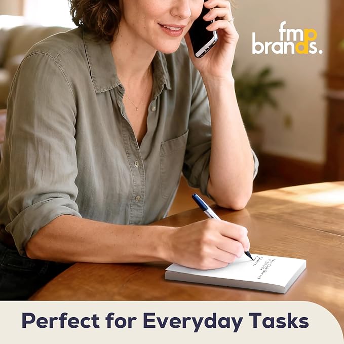 FMP Brands 5 Pack (Total 500 Sheets) Note Pads 4x6, 100 Sheets Per Memo Pad, Server Note Pads, White Waitress Small Notepad, Writing Scratch Paper, Pads of Paper, To Do List Memo & Scratch Server Accessories