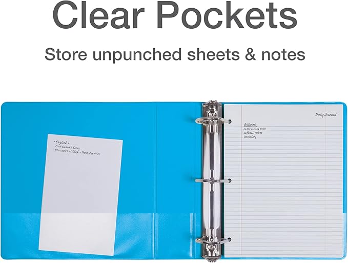 Oxford® 3 Ring Binders, 2" D Rings, Holds 540 Sheets, ClearVue™ Presentation Binder, Blue, 4PK (Pack of 2)