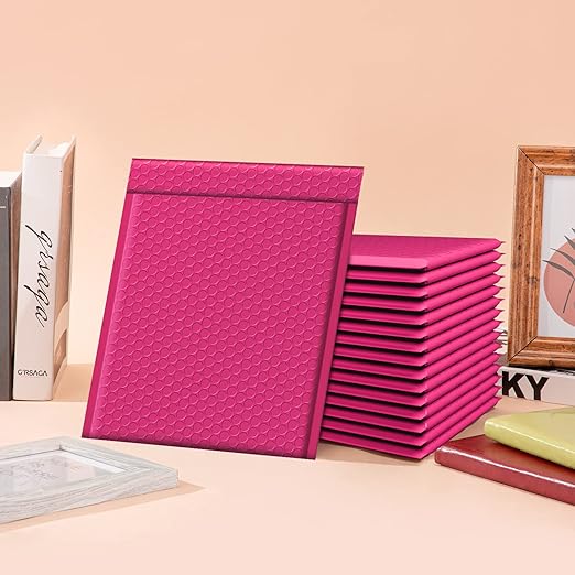 Fuxury 500 Pack Pink Bubble Mailers 8.5x12" Medium Opaque Bubble Envelopes Strong Adhesion Padded Mailer Thick Padded Envelopes for Small Business Mailing Books Clothes Makeup Supplies