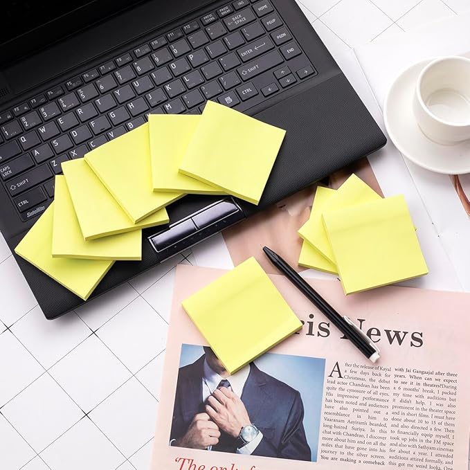 (20 Pads) Sticky Notes 3x3 Inches, Yellow Colors Self-Stick Pads, Easy to Post for Home, Office, Notebook