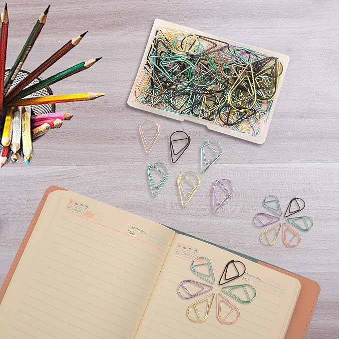 Multicolor Paperclips Metal Paper Clips Colored Paper Clamp Note Clips for School Office Wedding (100 Pieces)