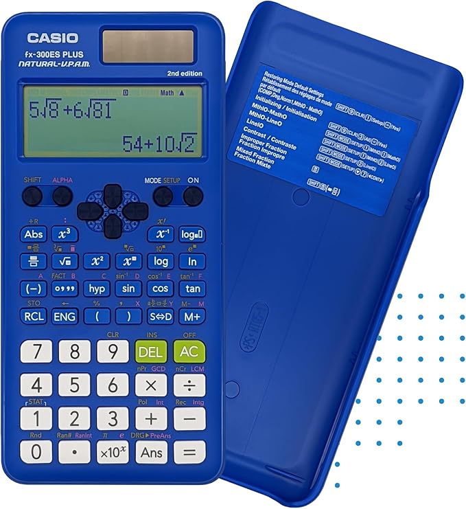 Casio fx-300ES Plus 2nd Edition – Standard Scientific Calculator | 262 Functions, Natural Textbook Display℠ | Ideal for Middle School, High School Math, Statistics & Algebra | Blue