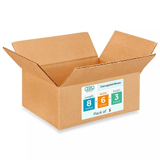 Small Moving & Shipping Boxes 8 x 6 x 3 inches (5-Pack) - Extra Strength 200 lb vs Regular - Corrugated Packing Boxes for Moving - Small Box for Shipping - Cardboard Shipping Box by IDL Packaging | Extra Strength 200 lb vs Regular - Corrugated Packing ...