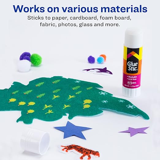 Avery Glue Stic - Washable, Glue Sticks for Classroom, Crafting, and Office Use, 1.27 oz., 1 Stick, White (00191)