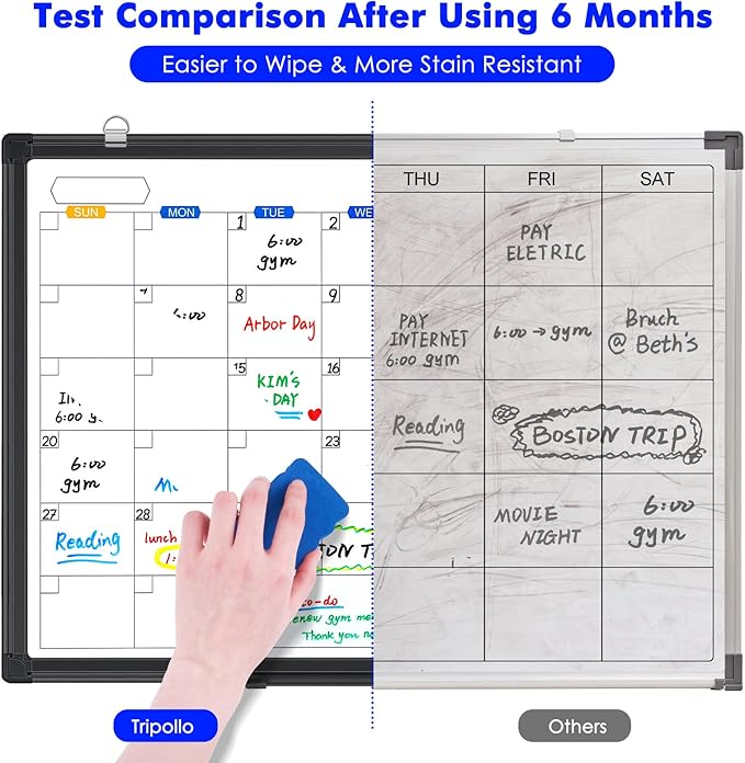 Magnetic Dry Erase Calendar Whiteboard for Wall 36"x24", Monthly White Board Calendar Dry Erase Wall Hanging Aluminum Frame with Tray for Home, School, Office