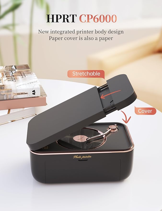 HPRT Photo Printer 4x6,+20 Sheets&1Ribbon Black, Audio Function Thermal Dye-Sublimation Printer，Portable Instant Picture Printer for iPhone, Android, AR Video Printing
