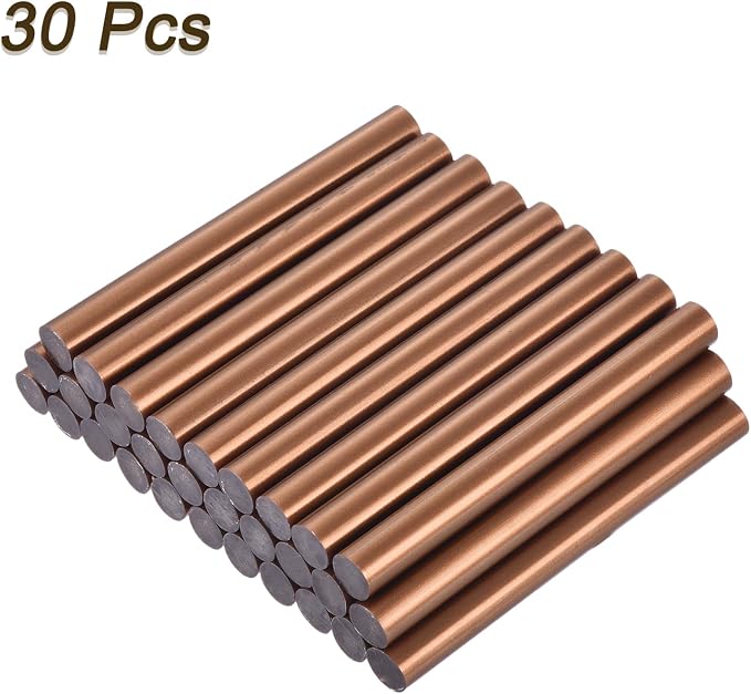 uxcell 30pcs Mini Hot Glue Gun Sticks 4-inch x 0.43-inch High Sticky Large Hot Glue Sticks for Glue Gun, Bronze Red Gold