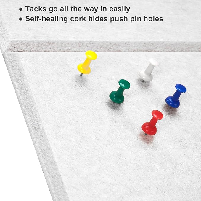 36" x 24" Felt Bulletin Board & Cork Board Alternative, Warm White | 6 Pack Removable Felt Wall Tiles with 20 pushpins, 30 Safe Adhesive Tabs, Pin Boards for Wall Decor, Home ,Office, Classroom