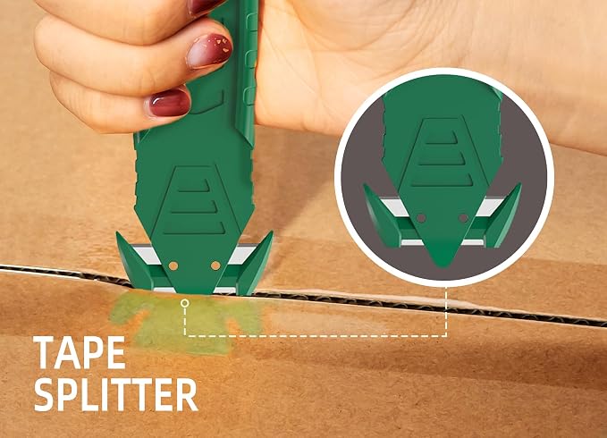 Safety Box Cutter, Package Opener, Safety Knife 5pcs Assorted color | Stainless Steel Concealed Blade Safety Utility Knife with Tape Splitter for Cartons, Cardboard, Wrap, Straps, Film