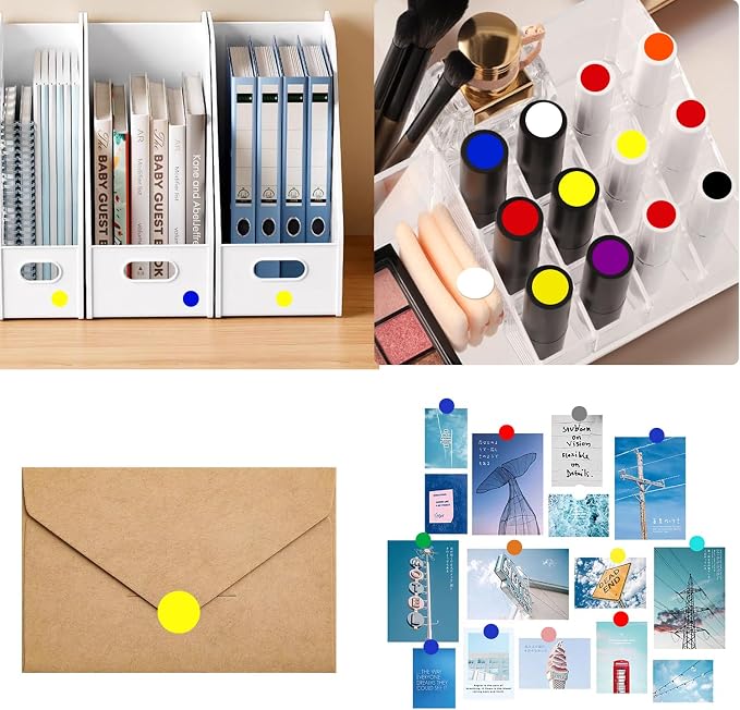 1000 Pcs Yellow Round Stickers 1/2 Inch Color Circle Dot Stickers Small Code Labels for Office Shop Yard Sale Home Classroom Marking (Yellow)