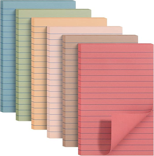 Mr. Pen- Lined Sticky Notes 4x6, 6 Pads, 60 Sheet/Pad, Vintage Colors, Colorful Sticky Notes with Lines, Sticky Note Pads, Mr Pen Sticky Notes, Stocky Notes for Bible Journaling