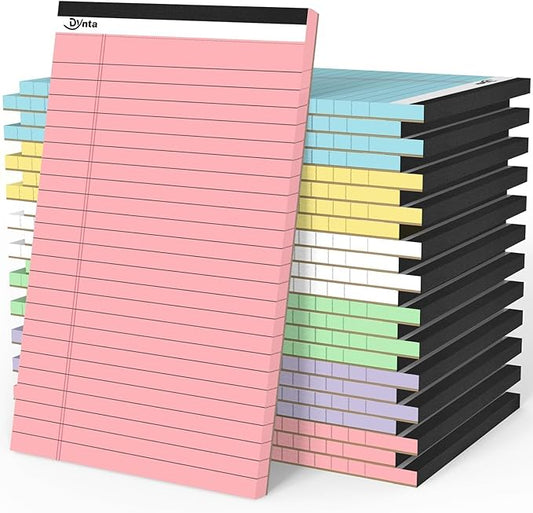 Dynta 24 Pcs 5x8 Note Pads, 1080 Sheets College Ruled Small Writing Pads, 80GSM Heavyweight Colored Paper, 45 Sheets Per Notepad