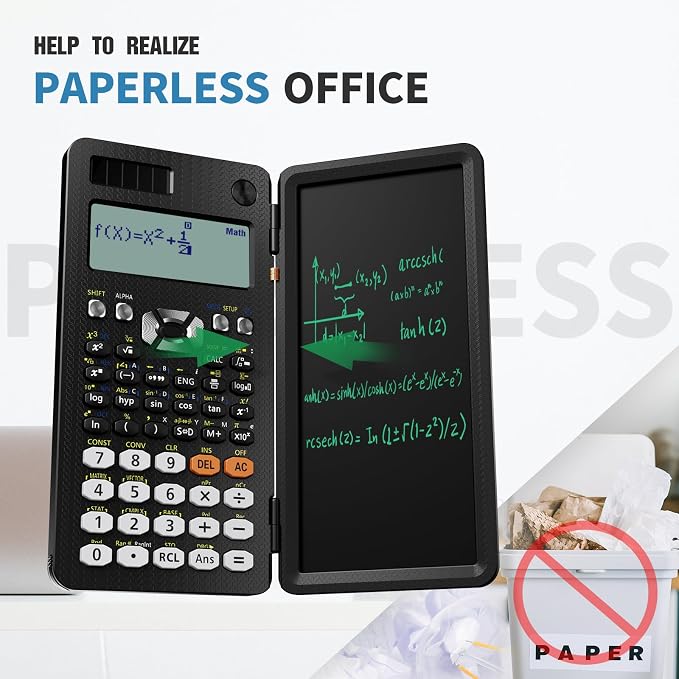 ROATEE Scientific Calculator for Student 991ES with Notepad School Supplies | 4-Line Display Calculator with LCD Writing Tablet, Battery Rechargeable Power Calculator Back to High College School Supplies