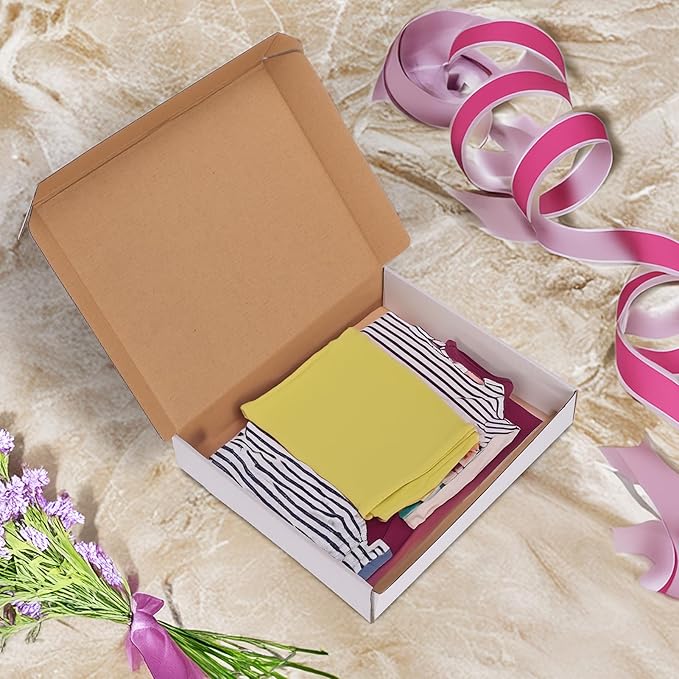 HORLIMER 12x10x2 inches Shipping Boxes Set of 25, White Corrugated Cardboard Box Literature Mailer