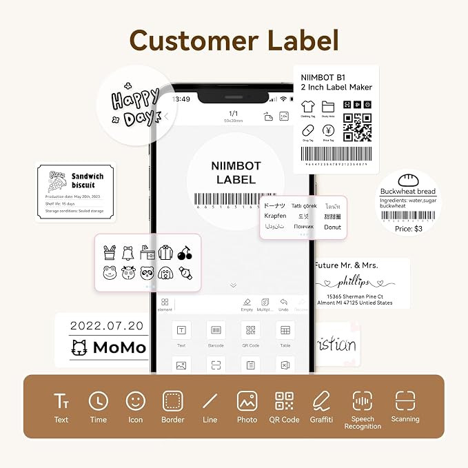 NIIMBOT Cable Labels 3 Rolls Set for B1/B21/B2/B31 Label Maker, 3 Colors | 25x78mm (0.98'' x 3.07'') 100 Labels/Roll, Refill Labeling Tape for Home School Office Small Business, White/Yellow/Green