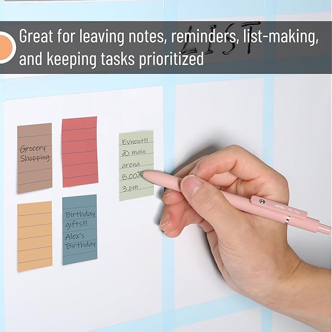 Mr. Pen- Lined Sticky Notes, 1.5"x 2", 6 Pads, 60 Sheets/Pad, Vintage Colors, Small Sticky Notes with Lines, Sticky Note Pads, Mr Pen Sticky Notes Small, Stocky Notes for Bible Journaling