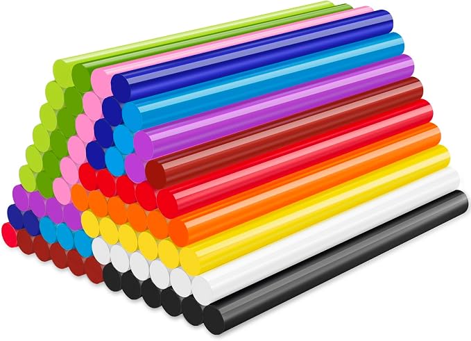 ENPOINT Colored Hot Glue Sticks, 72 PCS 0.27 x 3.93 in Mini Hot Melt Glue Sticks Colored, EVA 12 Colorful Adhesive Purpose Glue Stick for DIY Art Craft General Repairs and Gluing Projects