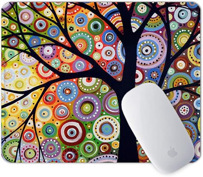 BOSOBO Mouse Pad, Custom Tree of Life Mouse Mat, Small Gaming Mouse Pad for Women and Men, Waterproof Office Mousepad, Non-Slip Rubber Base, Stitched Edge, Rectangle 10.2 x 8.3 x 0.12 Inch