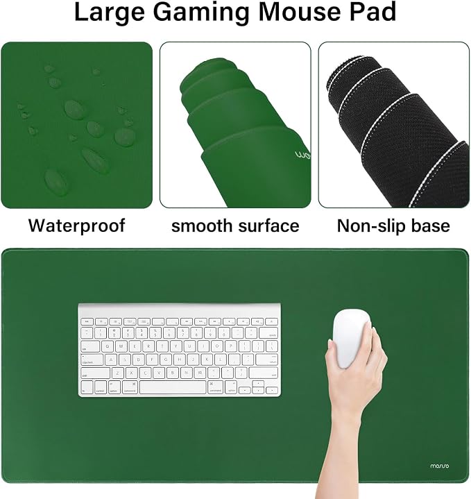 MOSISO Keyboard Mouse Pad Set, Large Gaming Mousepad&Keyboard Wrist Rest | Mouse Wrist Rest&Coaster, Ergonomic Non-Slip Mousepad&Easy Typing Cushion with Memory Foam for Home Office, Jungle Green