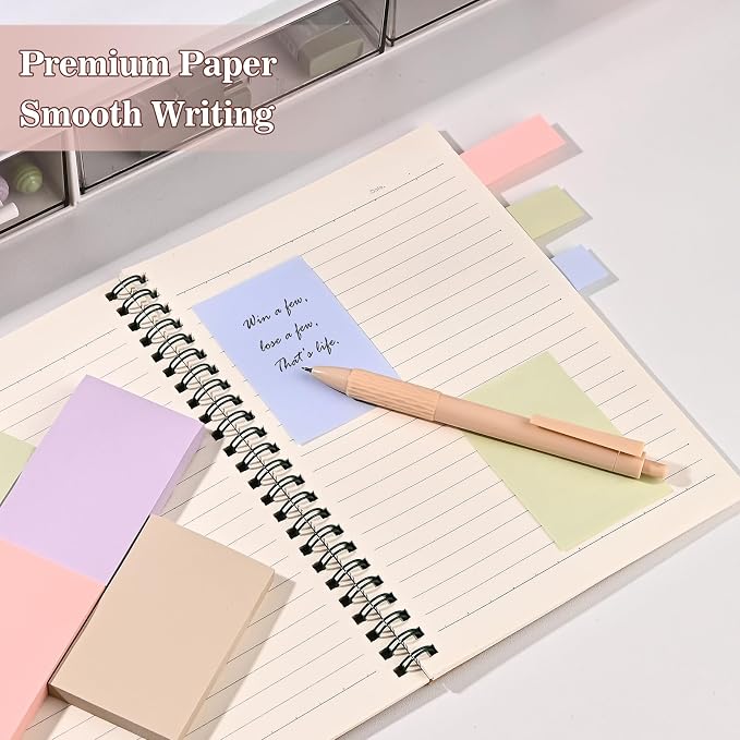 BAYTORY 6 Pads Pastel Sticky Notes, Small Self-Stick Note (3x2 & 3x0.7 in) | Index Tabs Easy to Post for School Office Notebook