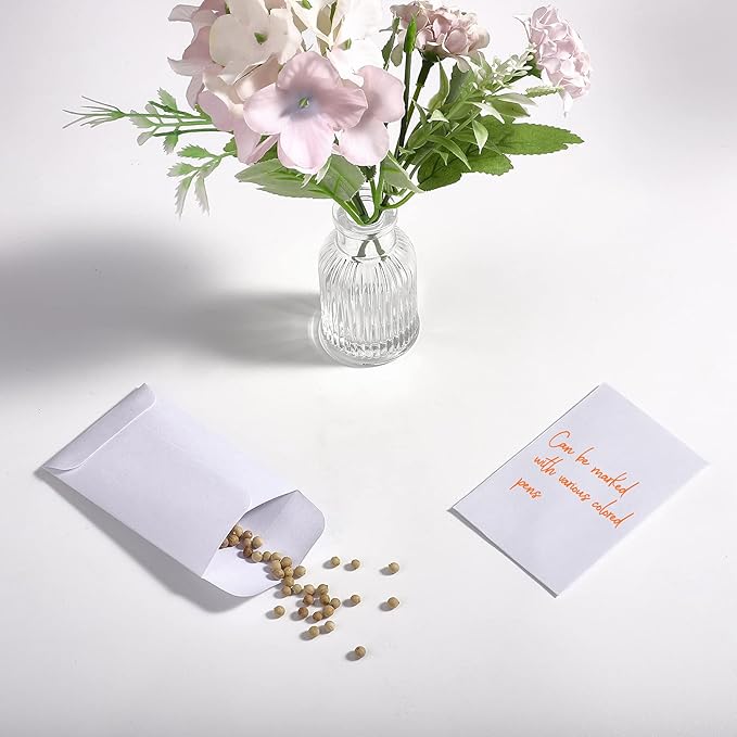 ACSTEP #1 Coin Envelopes 2 1/4 x3 1/2, White Seed Envelope with Gummed Flap, Tip Envelopes for Cash, Small Envelopes for Garden and Office Use, White, 500PCS
