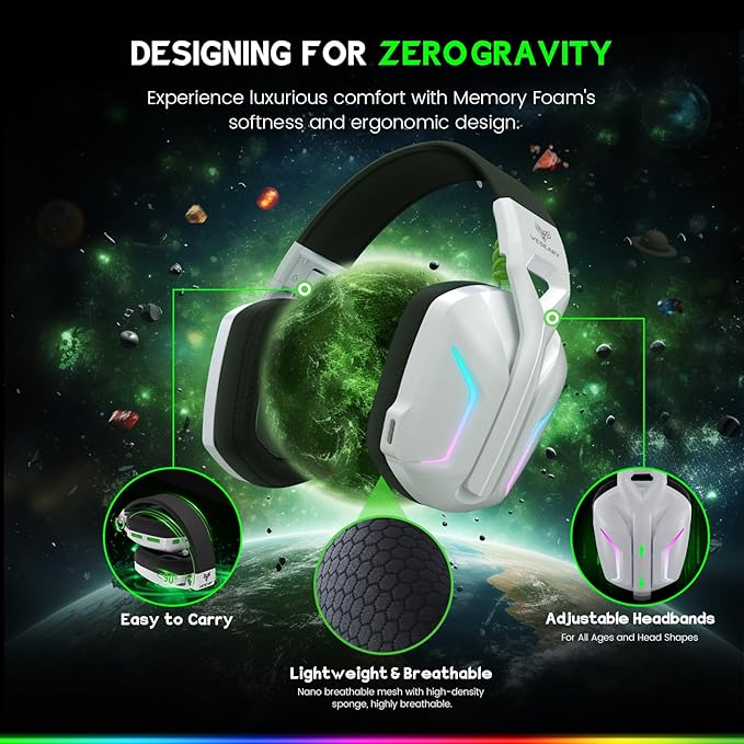 Wireless Gaming Headset for Xbox Series X|S, 2.4GHz Ultra-Low Latency Headset with Noise Cancelling Mic for PC, PS5, PS4, Switch, Mac, 3D Surround Sound, Bluetooth 5.4, 50H Battery