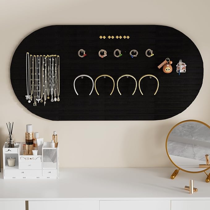 Felt Bulletin Board 47" x 24", Cork Board Alternative with 30 Push Pins | 4 Customizable Modular Decorative Felt Pin Board, Vision Board for Office Home Bedroom Wall Decor, Photo Picture Display