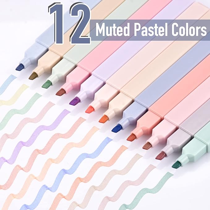 Pastel Highlighters, Bible Highlighters No Bleed, Aesthetic Highlighter Assorted Colors, Cute Highlighter for School, Journals, Bibles, Notebooks, Office, Back to School Supplies