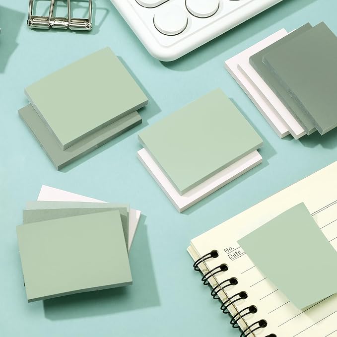 Fainne 60 Pads Sticky Notes Bulk 1.5x2,Simple Style,Green Series,60 Pads | Bulk Mini Posted Pads, 50 Sheets Each, Self Stick Memo Paper for Office School Notebook, Bright Assorted Colors