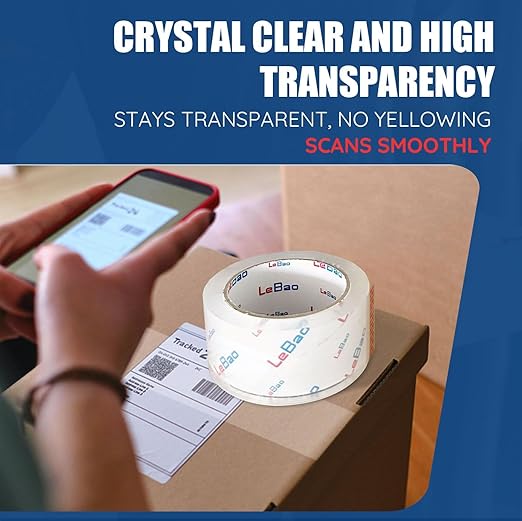 Heavy Duty Packing Tape with Metal Dispenser, Strong HD Clear Packaging Tape, 6 Rolls 1.88 in. x 60 yd. x 2.7MiL, Secure Sealing for Cardboard Package Moving Boxes & Shipping Supplies