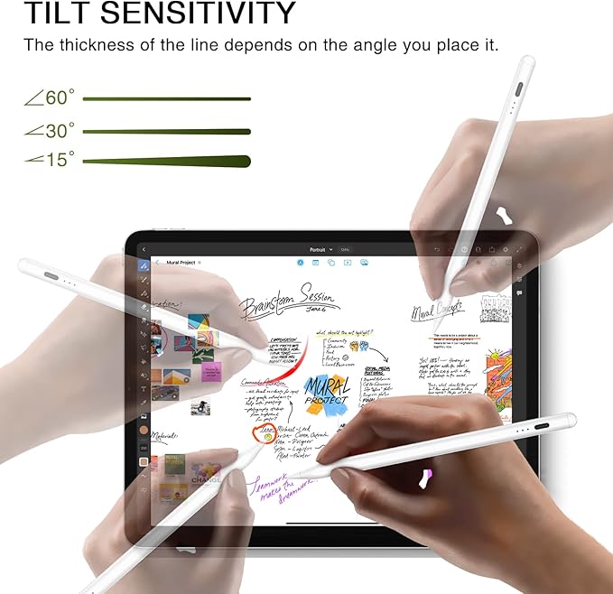 Stylus Pen for iPad 2018-2025, 15 Mins Fast Charging Pencil (1st Generation) with Plam Rejection & Tilt Magnetic Digital Pens for iPad 6-9/10/11, Air 3/4/5/M2/M3, Mini 5/6/7, Pro 11/12.9/M4/M5