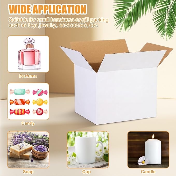 Yeaqee 72 Pcs 8x6x6 Inch Shipping Boxes Corrugated Cardboard Small Shipping Boxes for Packaging Mailing Packing Moving Small Business Storage Crafts Gifts (White)