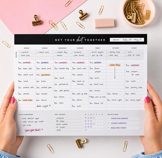 Get Your Stuff Together Weekly Work Planner - 8.5 x 11 Inch Undated Daily Planner with 52 Tear-Off Pages, Weekly To Do List Notepad for Effective Task Management, US Owned Busines