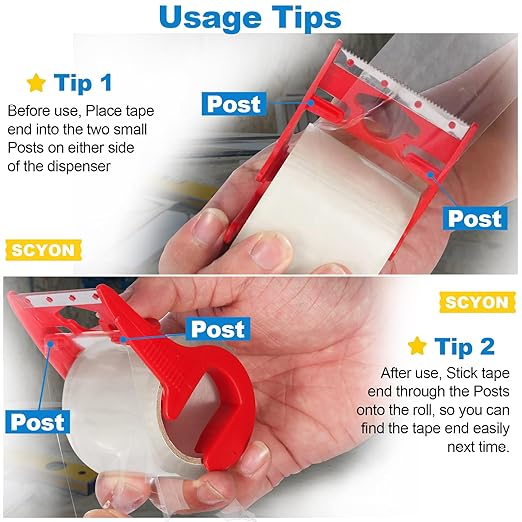 SCYON Packing Tape, Clear Packing Tape with Dispenser, 1.88 in. x 22.2 yd., 3 Noiseless Shipping Tape Rolls, 2 mil, Tranparent Boxing and Packaging Tape for Mailing, Moving Supplies.