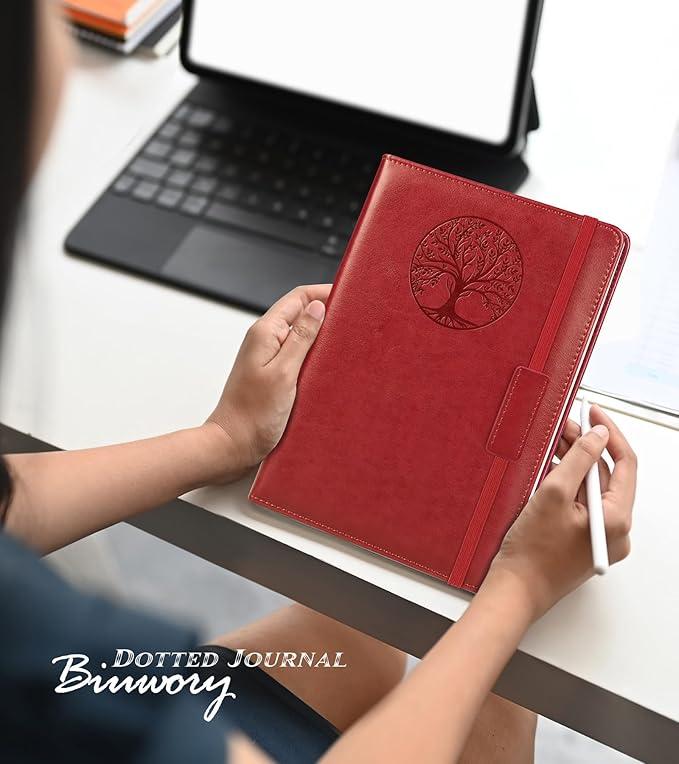 Blank Journal Notebook for Women Men, Hardcover Leather Sketchbook 5.7"×8.3", 140 Pages Unlined Sketch book for Drawing, Writing, Travel, School & Work,Journaling Notebooks(Winered)