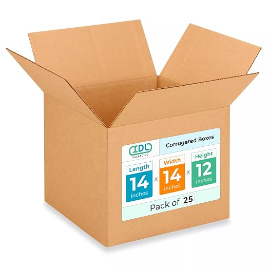 Medium Moving & Shipping Boxes 14"L x 14"W x 12"H (25-Pack) - Extra Strength 200 lb vs Regular - Corrugated Easy-to-Recycle Cardboard Boxes - Corrugated Packaging Box - Moving Box by IDL Packaging | Extra Strength 200 lb vs Regular - Corrugated Easy-to...