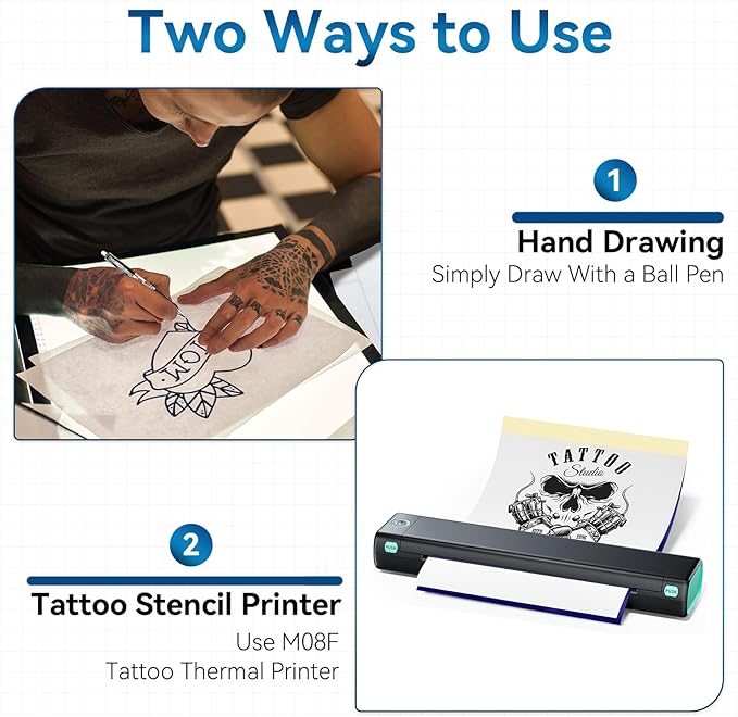 Phomemo (Upgraded) Tattoo Stencil Paper, 110 Sheets A4 Size Transfer Paper for Tattoo Supplies Kit, Compatible with M08F, TP81, Itari A886, Stencil Printers for Tattoo Artists & Beginners