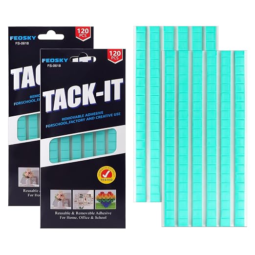Feosky Adhesive Poster Sticky Tack Putty, Reusable and Removable Adhesive Putty, Mounting Putty for displaying Wall Paintings, Picture, Decoration, Crafts (Green, Pack of 2)