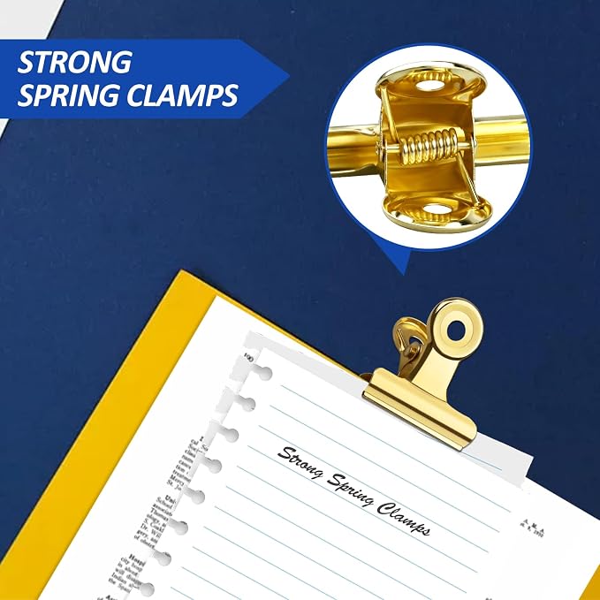 30 Pack Small Bull Clips 0.87 Inch Mini Metal Hinge Clips Binder Paper Hinge Clip for Office, Home, School, Shops, Gold, 22mm