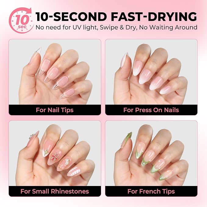 Luckyfairy Super Strong Nail Glue 5PcsX2g for Press On Nails | Quick Drying, Semi Solid Nail Glue Gel For Acrylic Fake Nails Tips, Mini Tubes, Mess-Free, No Lamp Needed, Beginners-Friendly